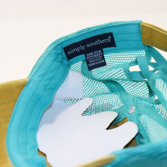 Simply Southern Good Vibe Tribe Distressed Trucker Hat Aqua Ponytail - Picture 5 of 5